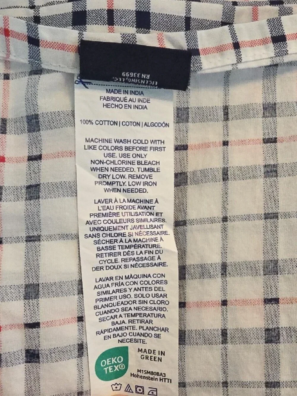 Tommy Hilfiger Navy & Red Checked Classic Plaid Cotton Twin Flat Sheet